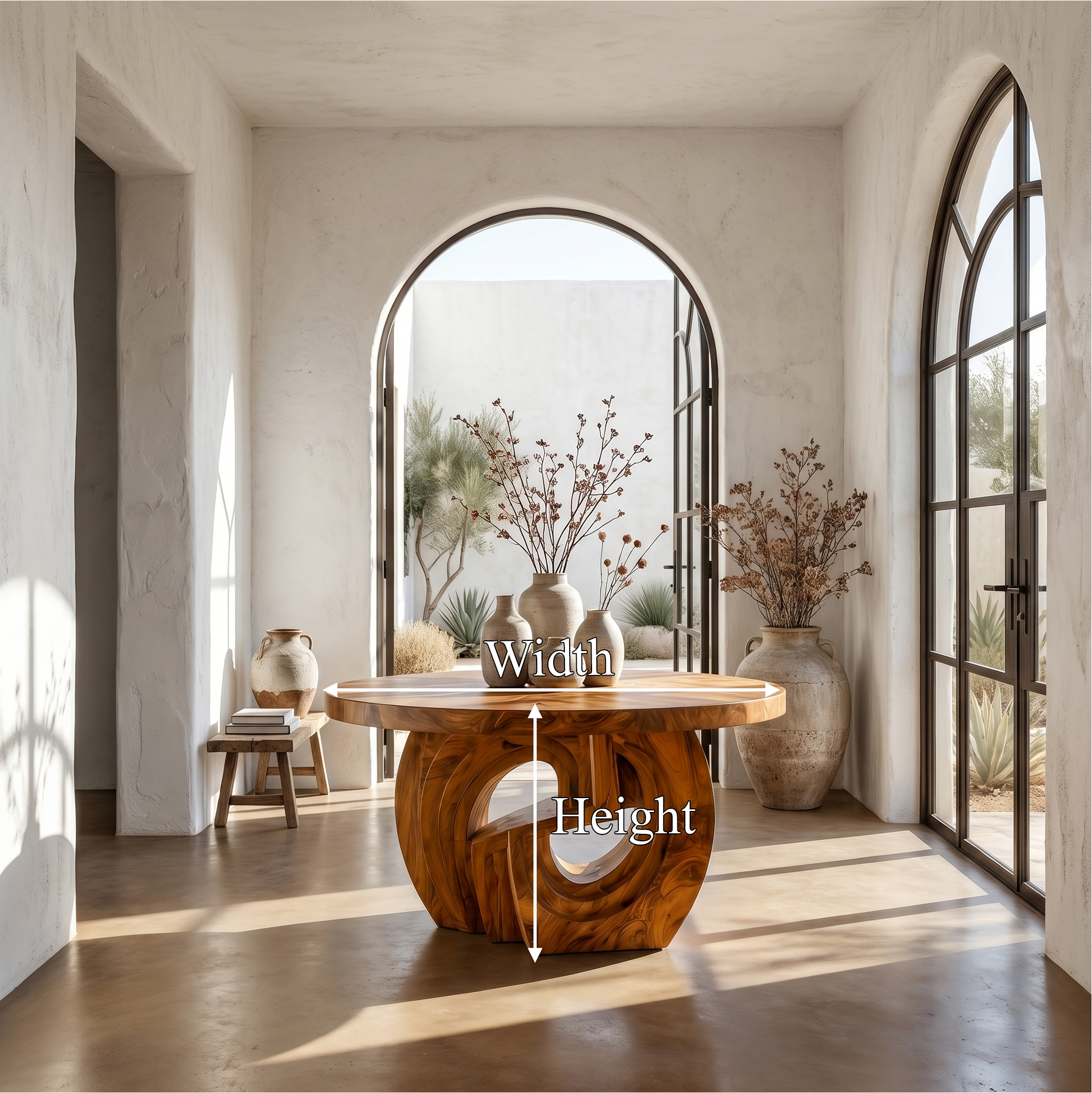 Rustic Foyer Table With Sculptural Ring Pedestal Base For Entryway And Hallway - view 8 of 8