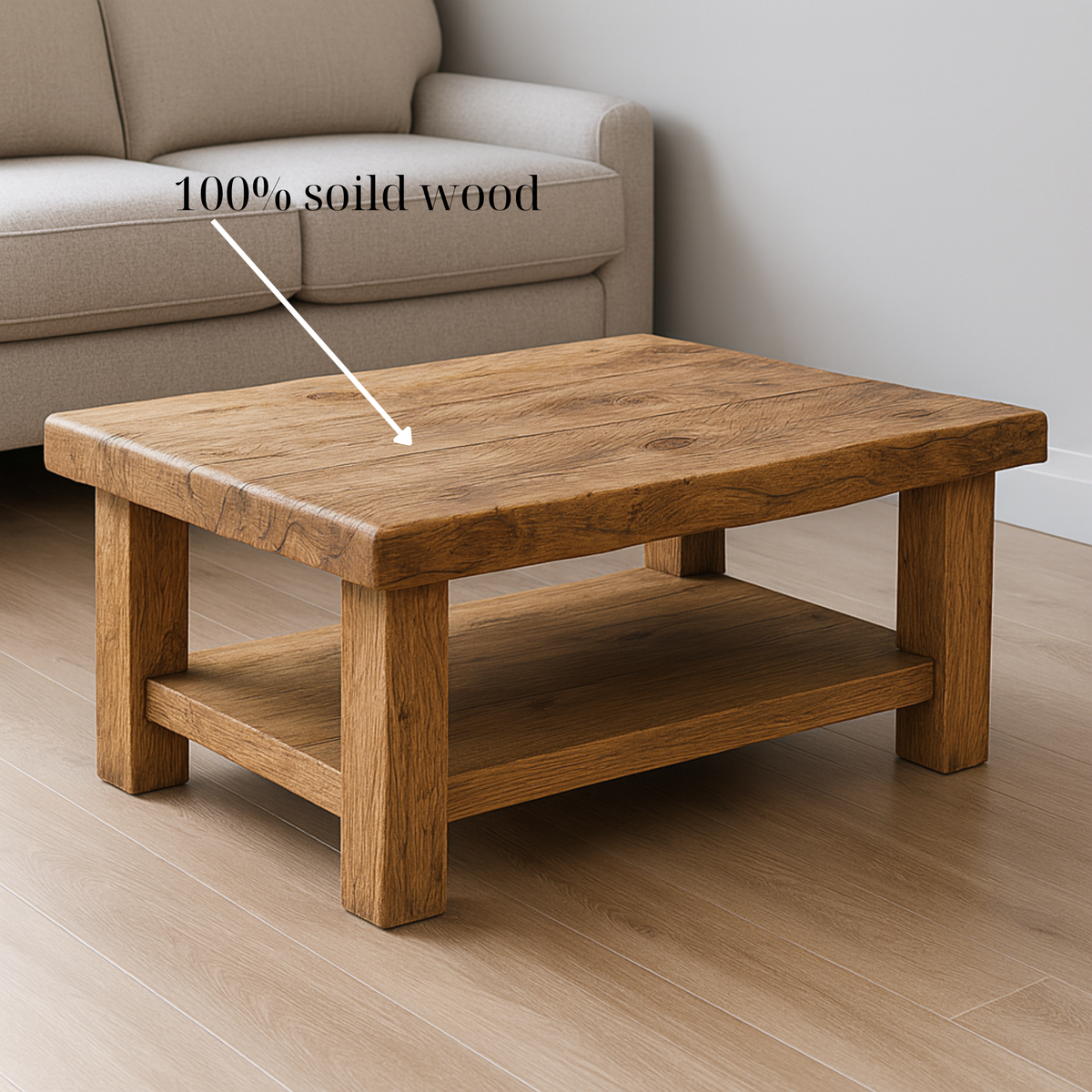 Handmade Solid Wood Living Room Table - Rustic Wood Coffee Table - Wood Coffee Table - view 3 of 5