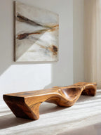 Organic Bench With Carved Wave Design For Living Room - view 2 of 8