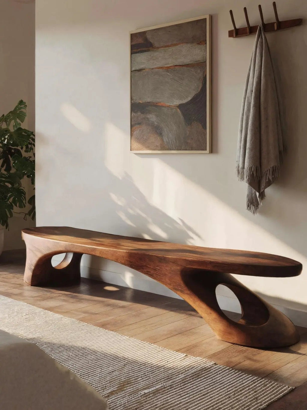 Modern Sculptural Bench With Organic Design For Entryway - view 2 of 7
