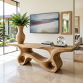 Solid Wood Console Table with Sculpted Curved Design, Modern Minimalist Furniture - view 1 of 7