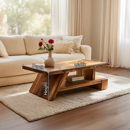 Angled Solid Wood Coffee Table With Open Shelf - view 8 of 8