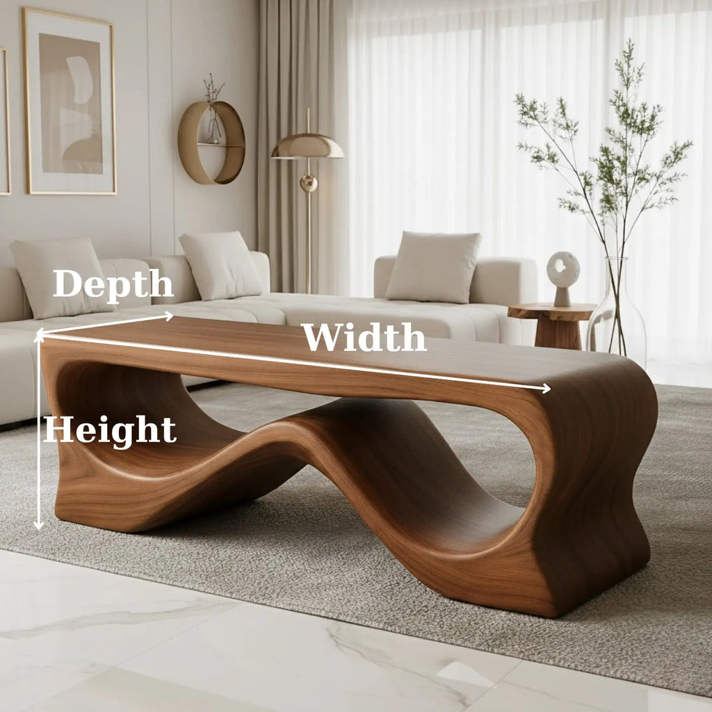 Handcrafted Solid Wood Coffee Table – Sculptural Walnut Wave Design - view 2 of 5