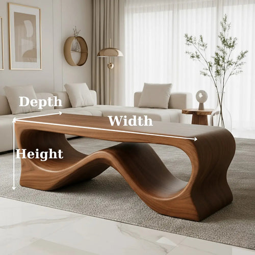 Handcrafted Solid Wood Coffee Table – Sculptural Walnut Wave Design - view 2 of 5