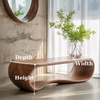 Handcrafted Solid Wood Bench – Sculptural Modern Walnut Wave Table - view 2 of 5