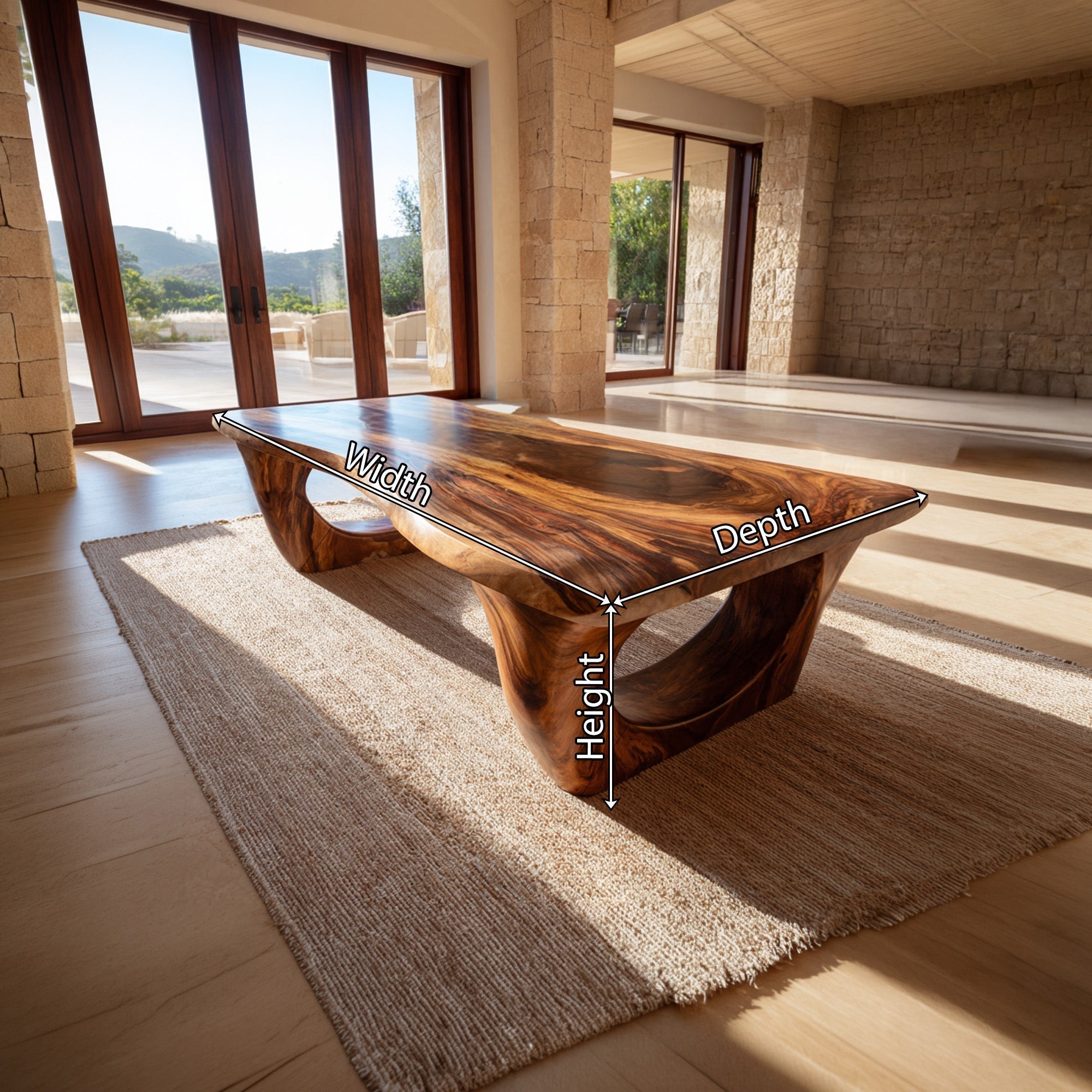 Live Edge Sculptural Coffee Table With Open Pedestal Base - view 8 of 8