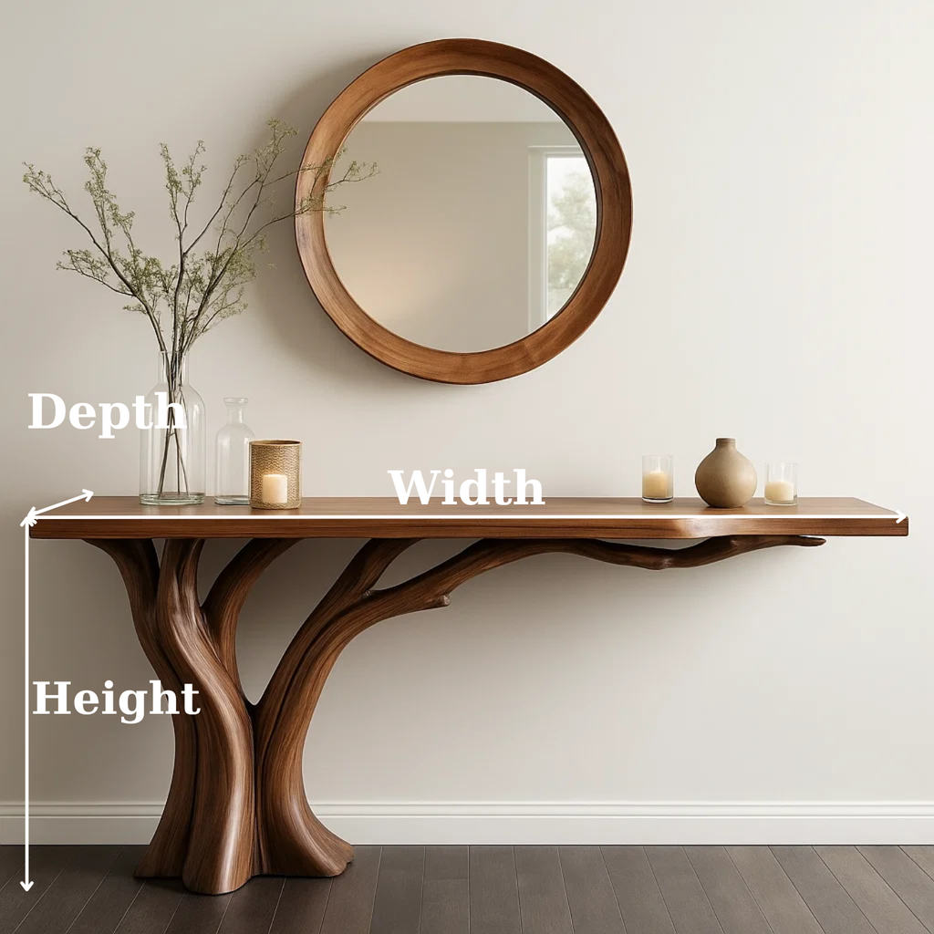Handcrafted Solid Wood Entryway Console Table with Organic Branch Design - view 4 of 5