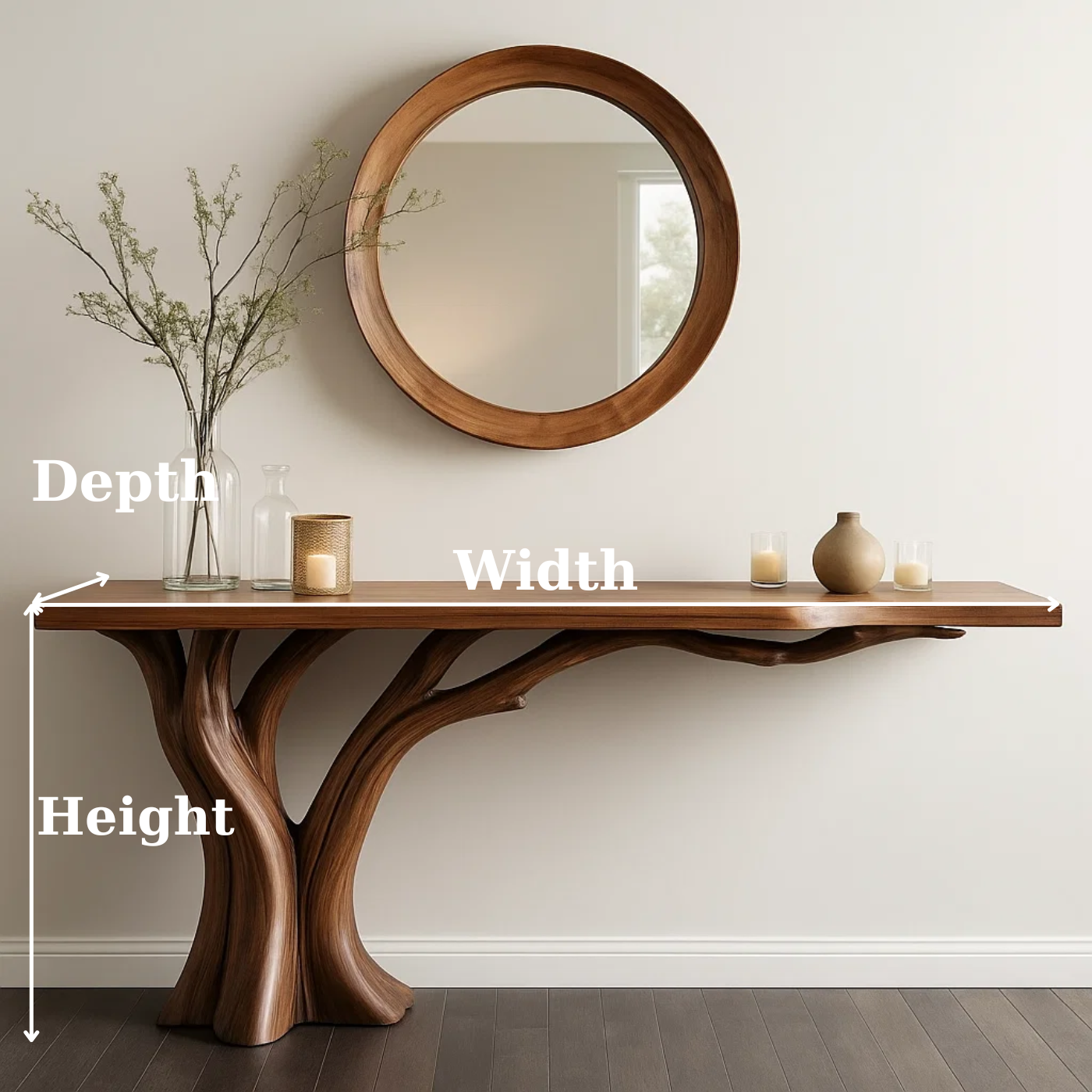 Handcrafted Solid Wood Entryway Console Table with Organic Branch Design - view 4 of 5