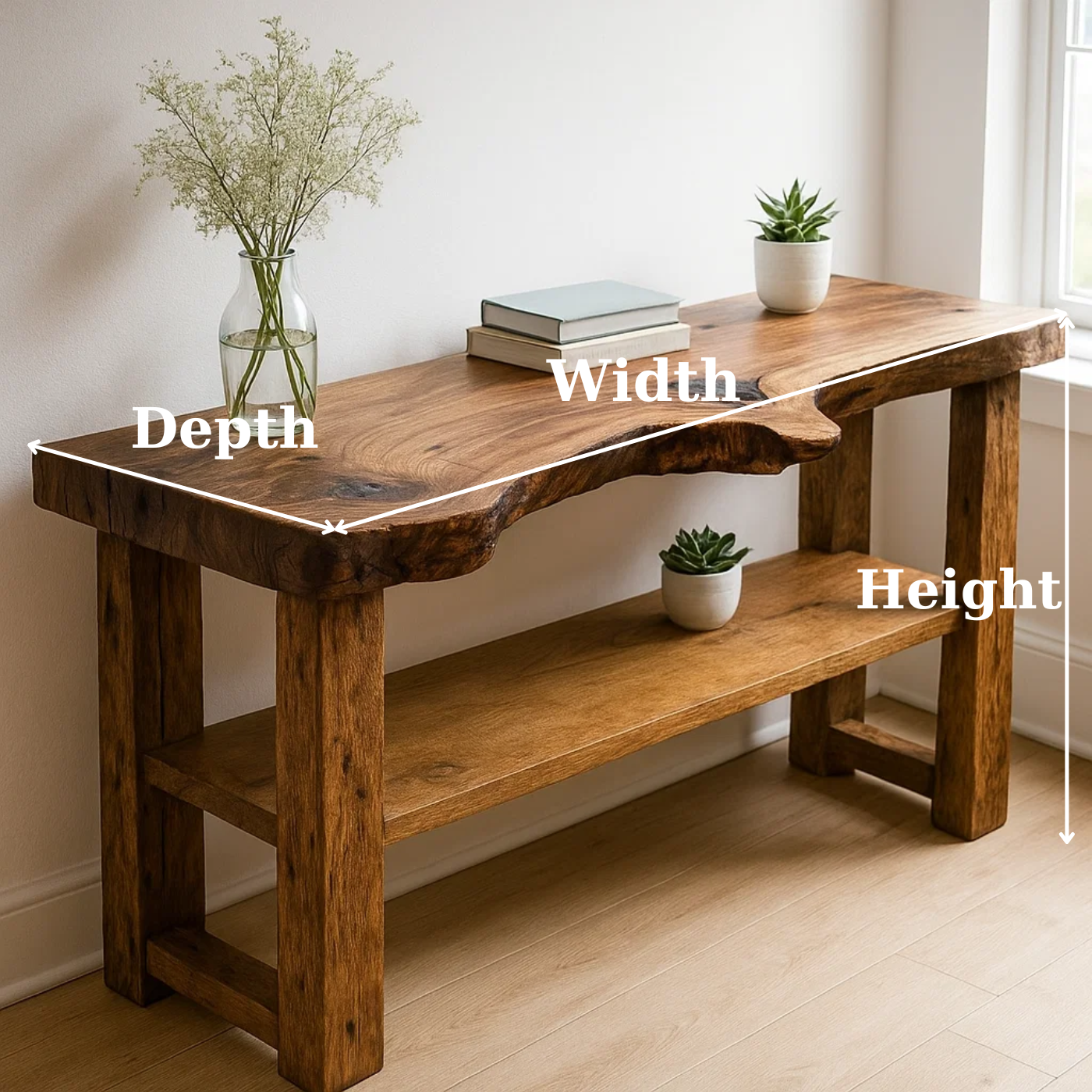 Handcrafted Solid Wood Console Table – Sculptural Organic Live-Edge Design - view 3 of 5
