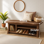 Handcrafted Solid Wood Walnut Bench – Organic Design with Integrated Shelving - view 3 of 6
