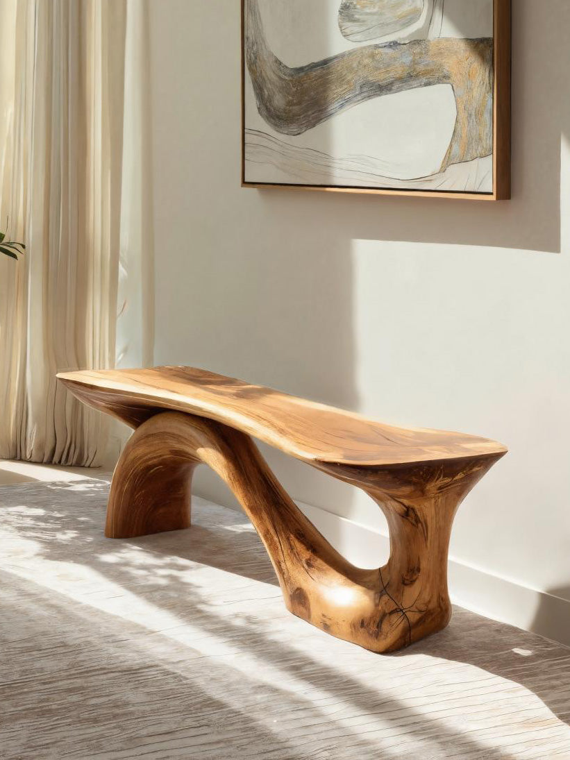 Modern Sculptural Bench With Organic Design For Living Room - view 2 of 7
