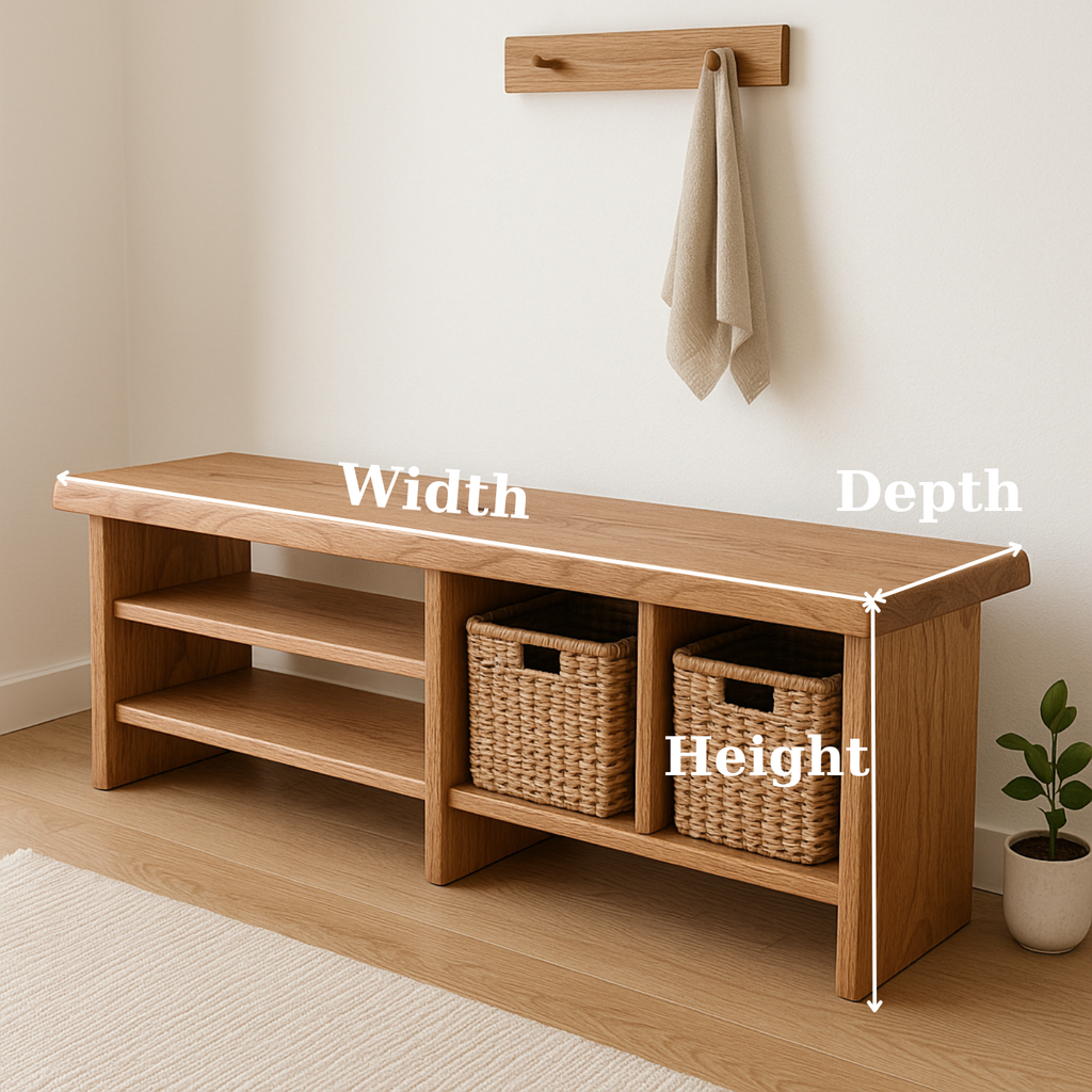Handcrafted Solid Wood Bench – Minimalist Seating with Open Cubby Organiser - view 3 of 6