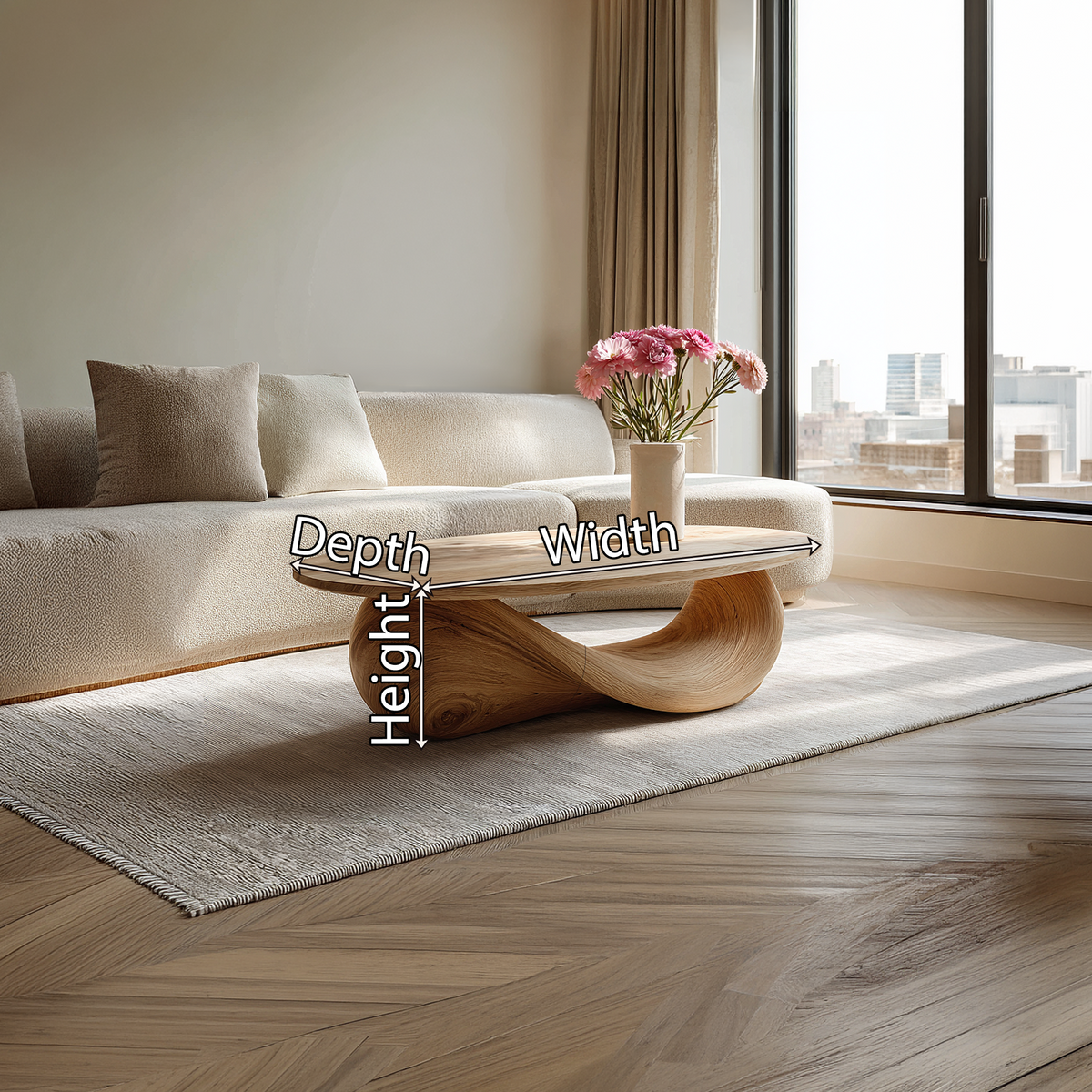 Organic Sculptural Coffee Table with Flowing Loop Base - view 7 of 7