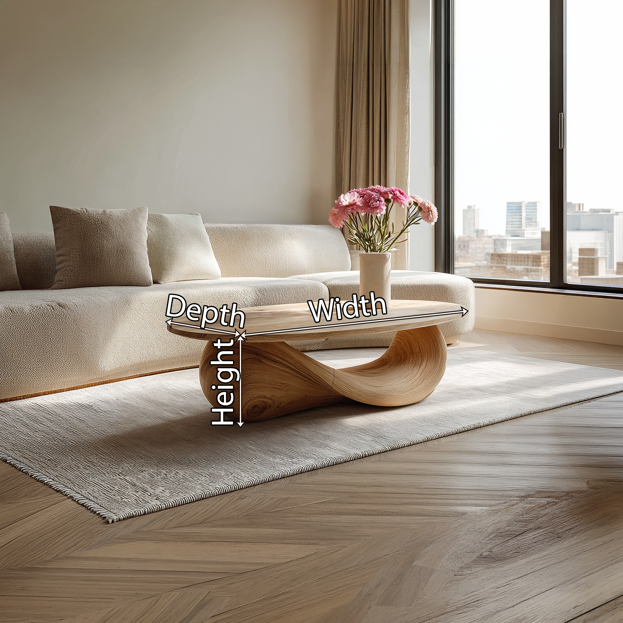 Organic Sculptural Coffee Table with Flowing Loop Base - view 7 of 7