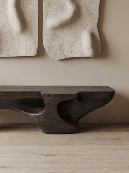 Contemporary Sculptural Bench With Carved Design For Living Room - view 4 of 7