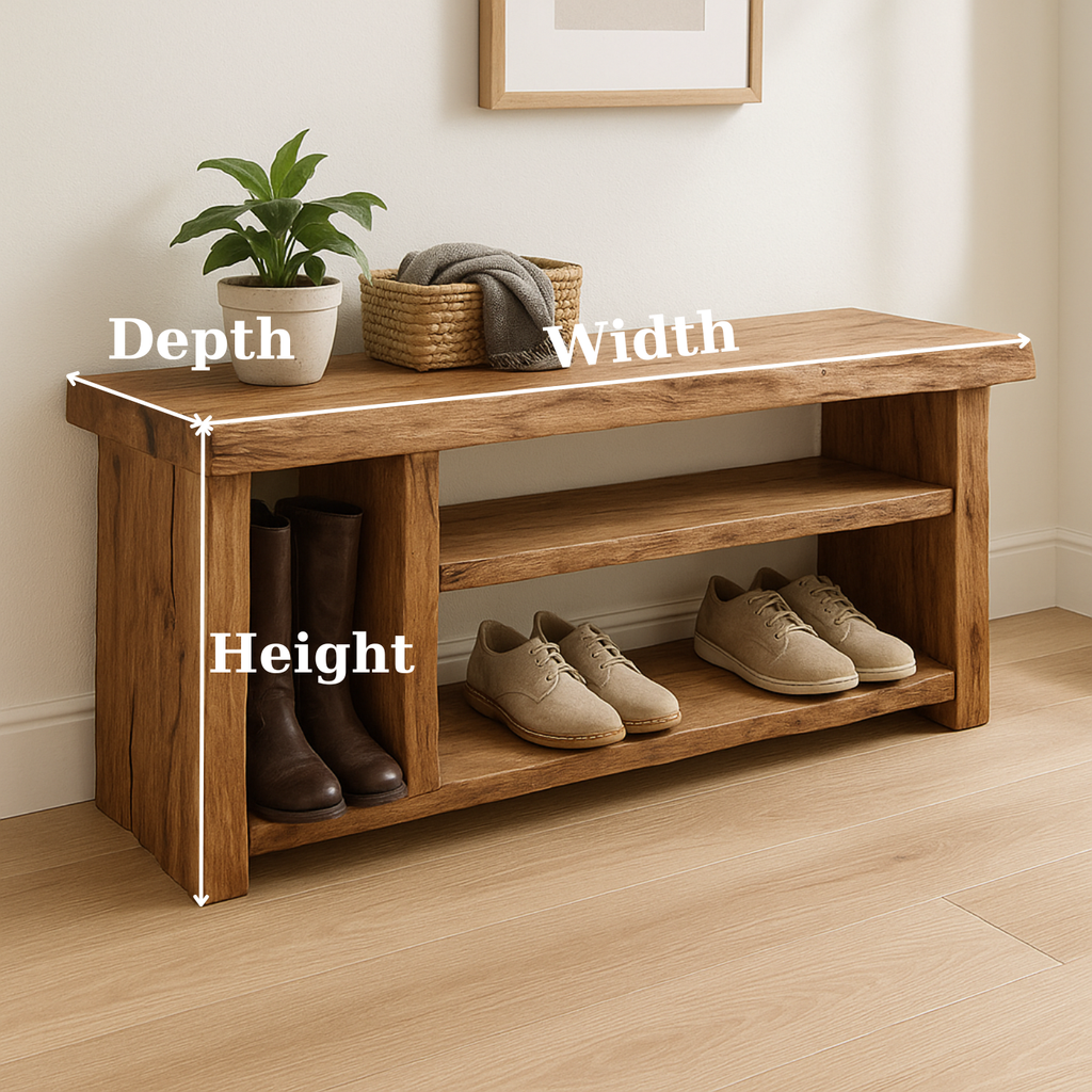 Handcrafted Solid Wood Bench – Natural Rustic Seating and Multi-Tier Storage - view 3 of 6