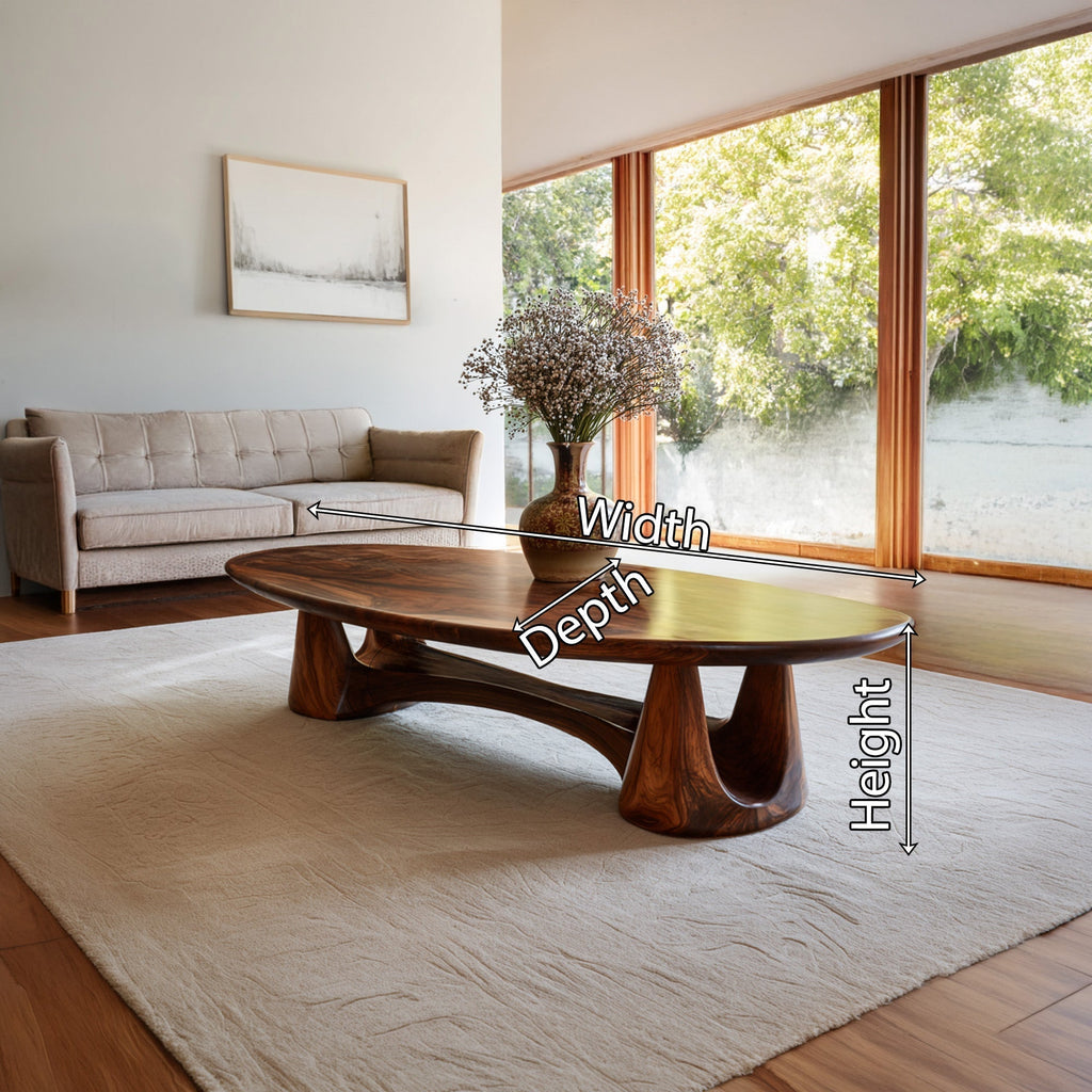 Organic Oval Coffee Table With Sculptural Pedestal Base - view 8 of 8