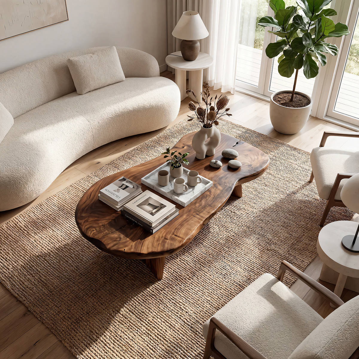 Live Edge Coffee Table with Organic Slab Top and Sculptural Base - view 3 of 7