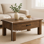 Handcrafted Solid Wood Coffee Table – Rustic Modern Storage with Single Drawer - view 3 of 6