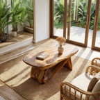 Sculptural Solid Wood Coffee Table Handcrafted Natural Wood Modern Center Table - view 4 of 7