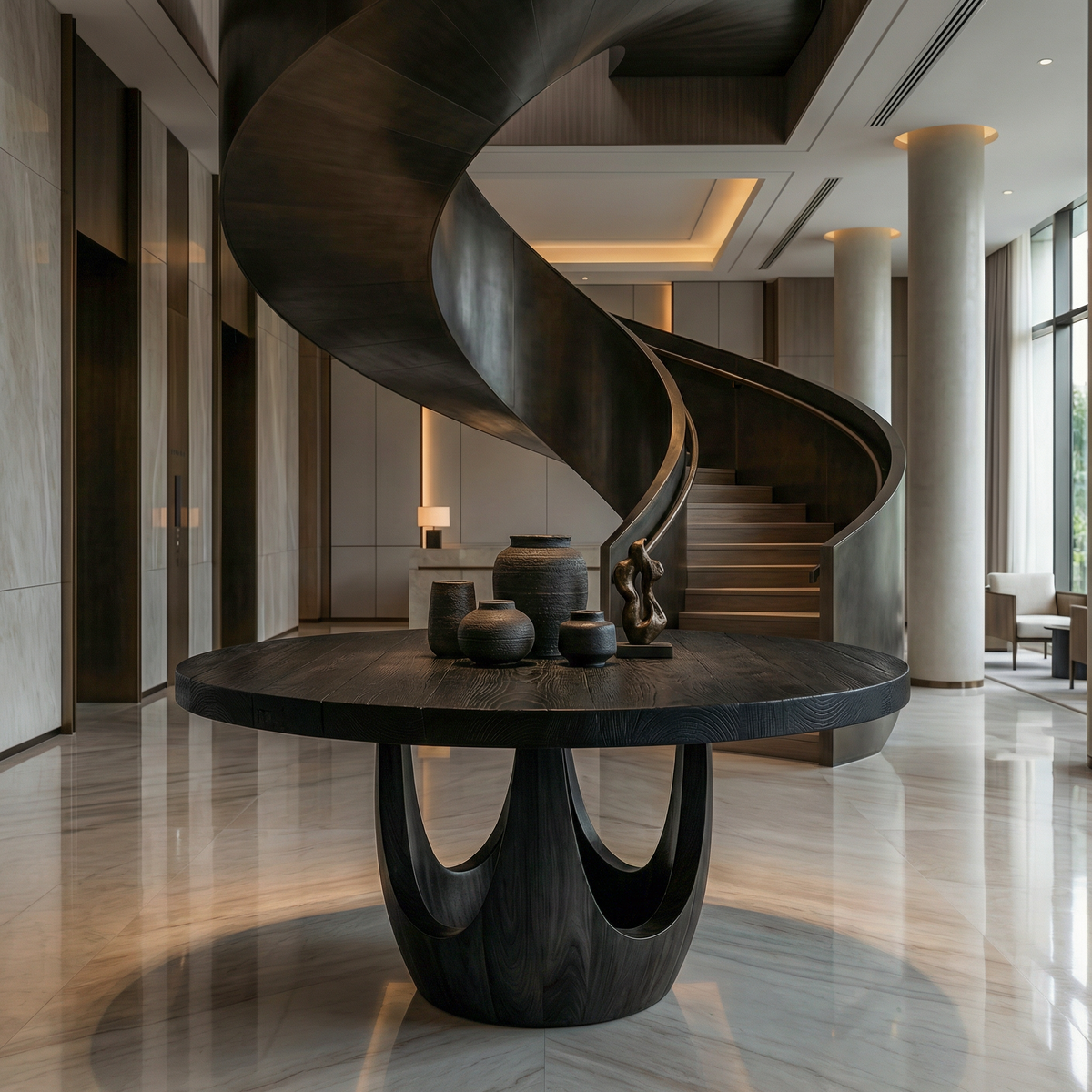 Modern Luxury Round Foyer Table For Entryway And Lobby - view 4 of 8
