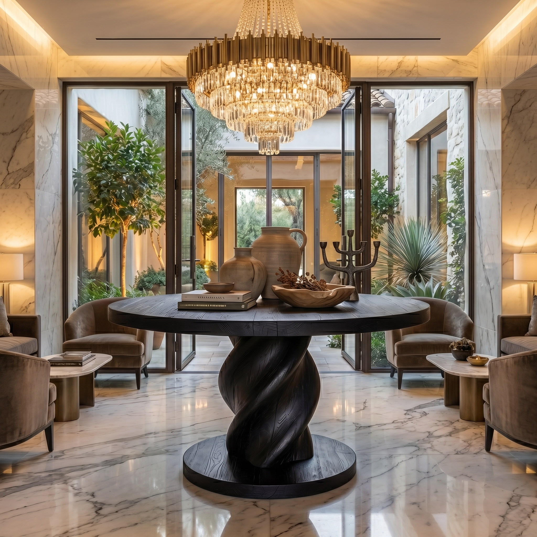 Modern Luxury Statement Round Entry Table For Entryway And Lobby - view 4 of 8