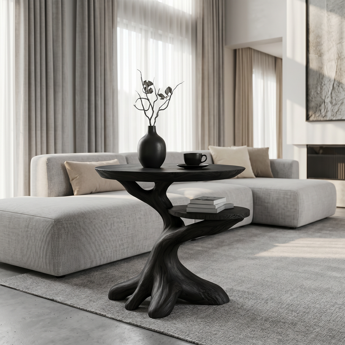 Modern Side Table With Organic Tree Root Silhouette For Living Room And Bedroom - view 4 of 8