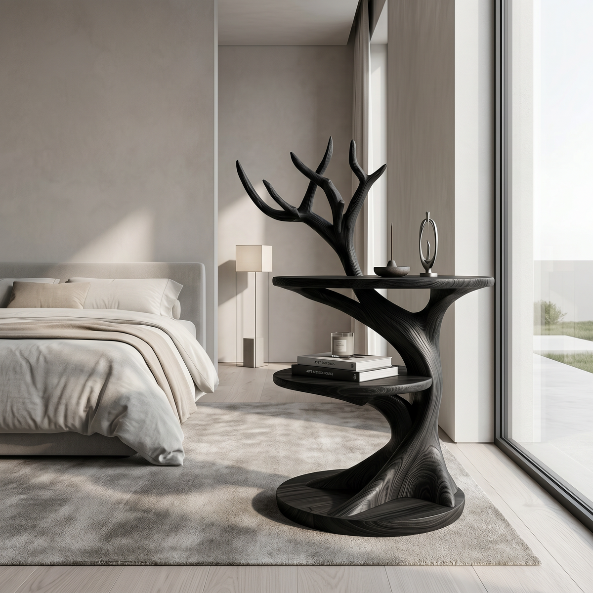 Organic Bedside Table With Sculptural Tree Branch Form For Bedroom And Reading Nook - view 4 of 8