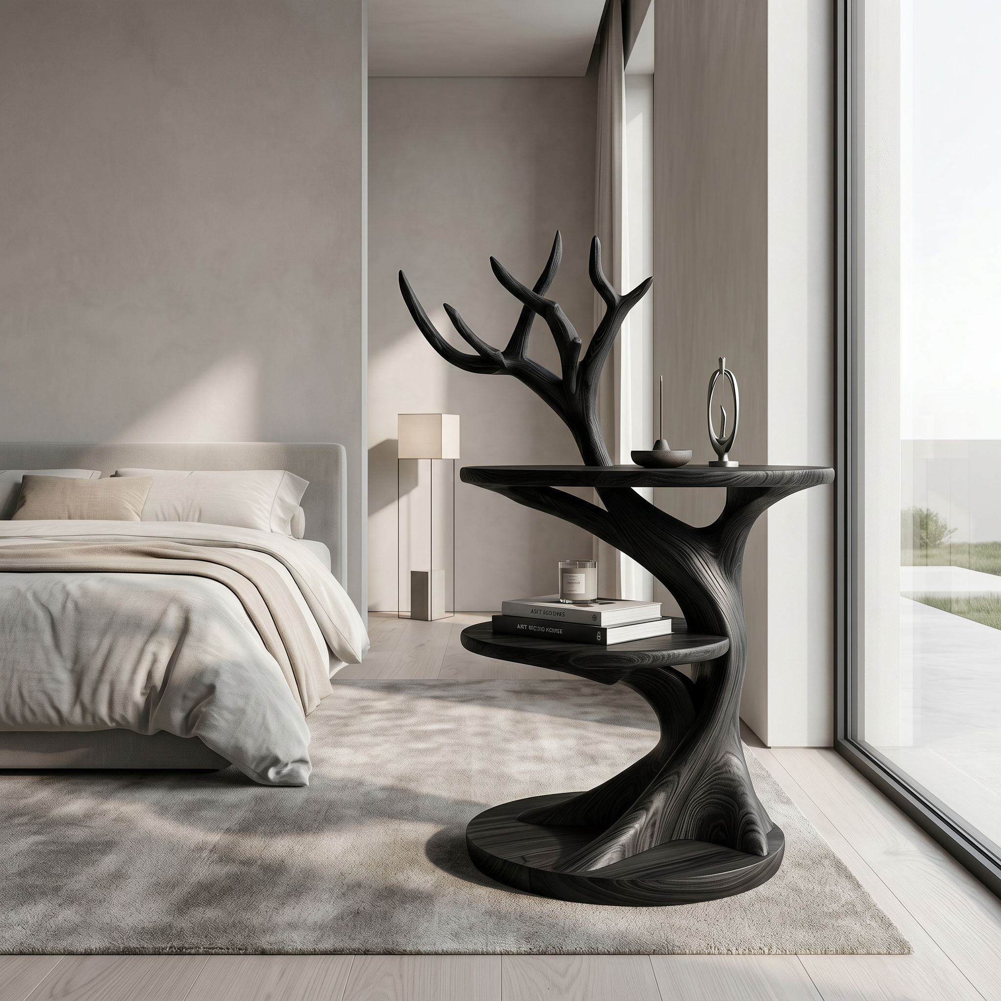 Organic Bedside Table With Sculptural Tree Branch Form For Bedroom And Reading Nook - view 4 of 8