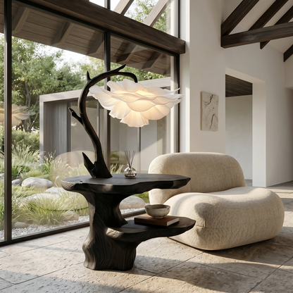 Organic End Table With Flower Lamp And Tree Branch Design For Bedroom And Reading Nook - view 4 of 8