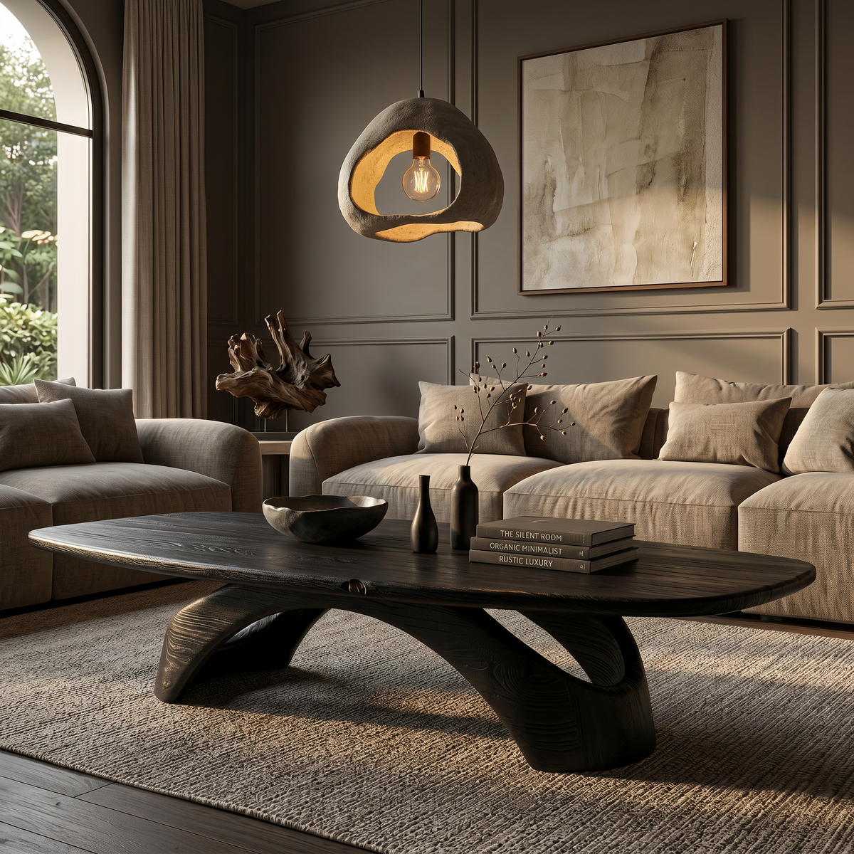 Rustic Coffee Table With Sculptural Wooden Base For Living Room - view 4 of 8