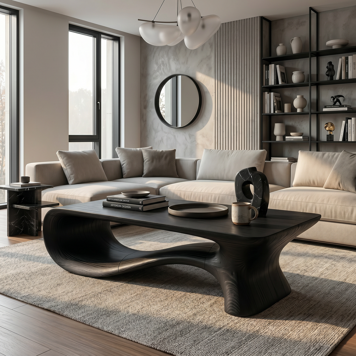 Modern Coffee Table With Flowing Organic Silhouette For Living Room - view 4 of 8