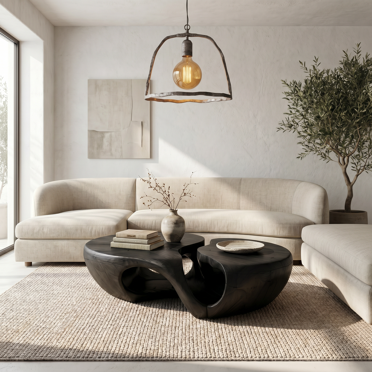 Nature Inspired Coffee Table With Artistic Open Base Design For Living Room - view 4 of 8