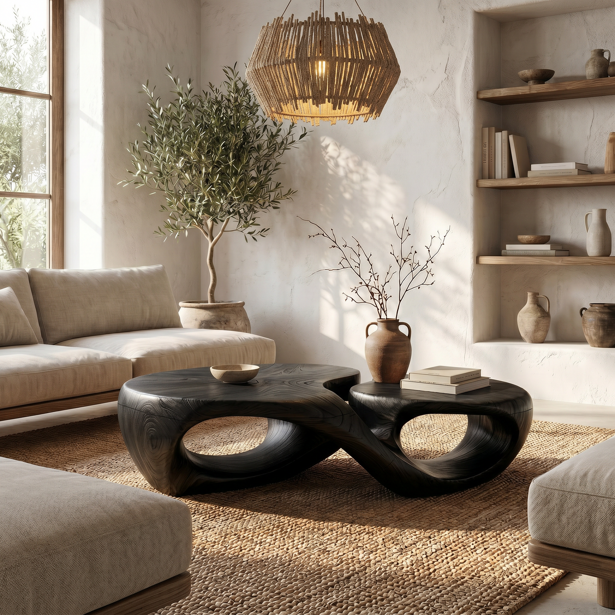 Organic Coffee Table With Sculptural Hollow Design For Living Room - view 4 of 8