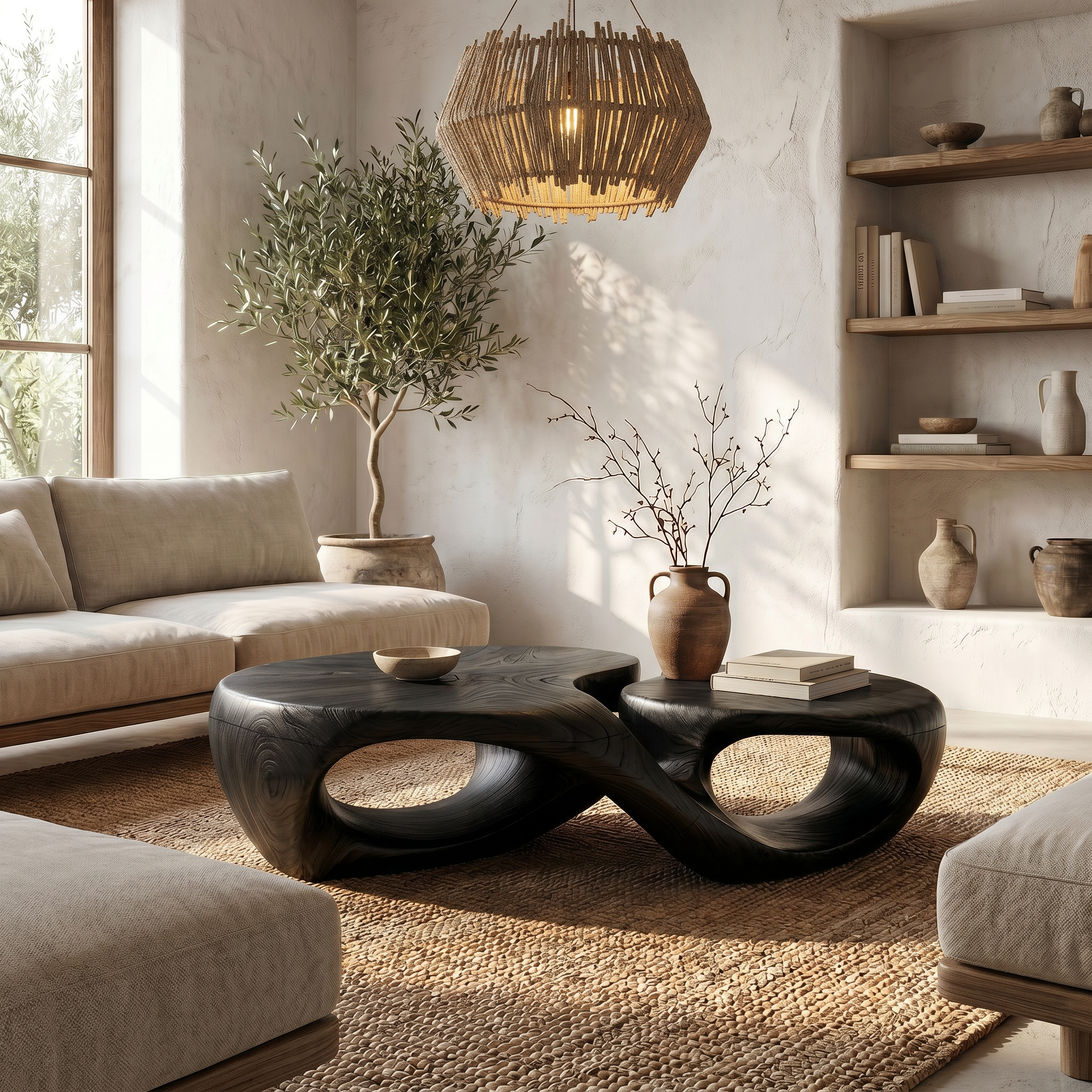 Organic Coffee Table With Sculptural Hollow Design For Living Room - view 4 of 8