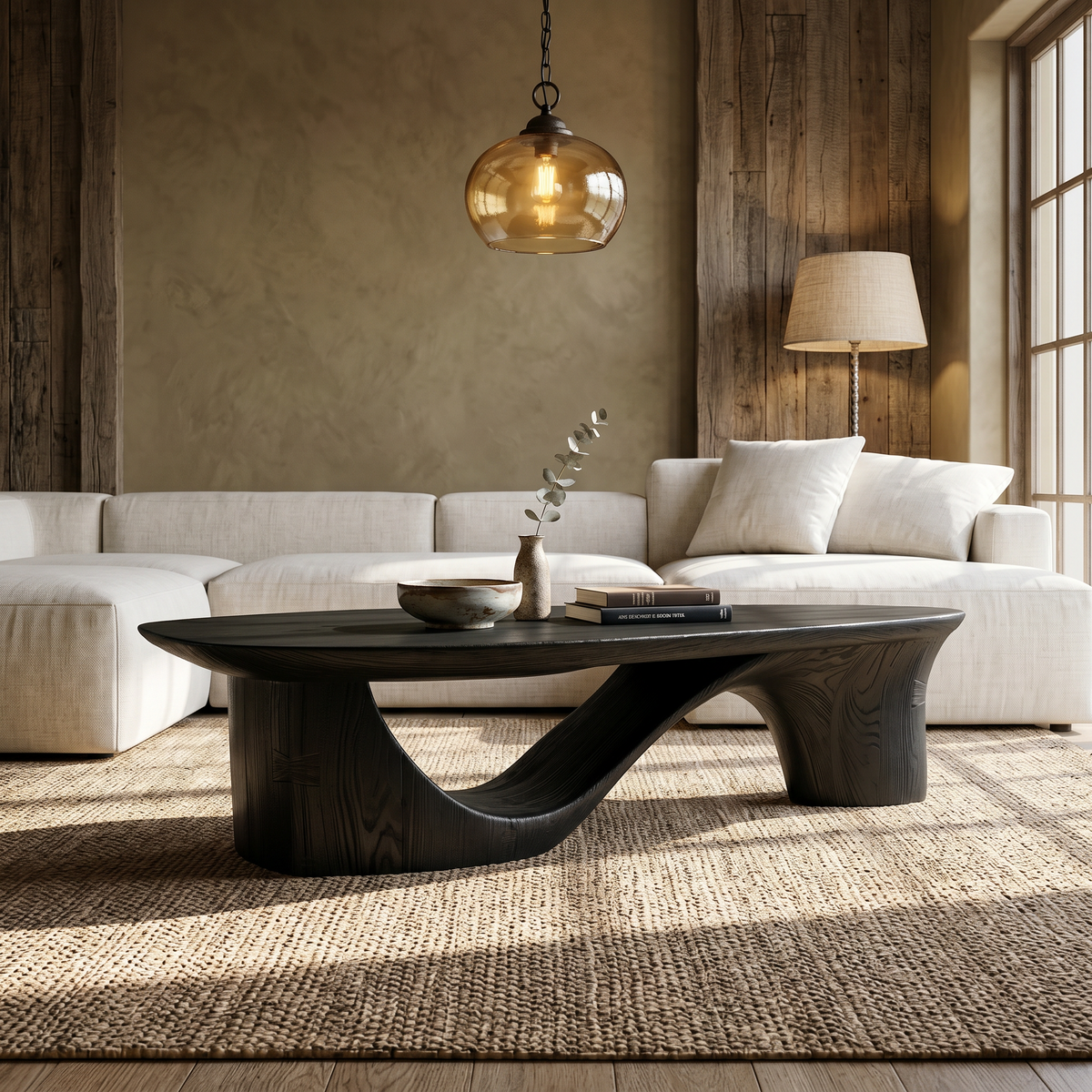 Contemporary Coffee Table With Sculptural Wooden Base For Living Room - view 4 of 8