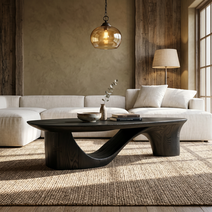Contemporary Coffee Table With Sculptural Wooden Base For Living Room - view 4 of 8
