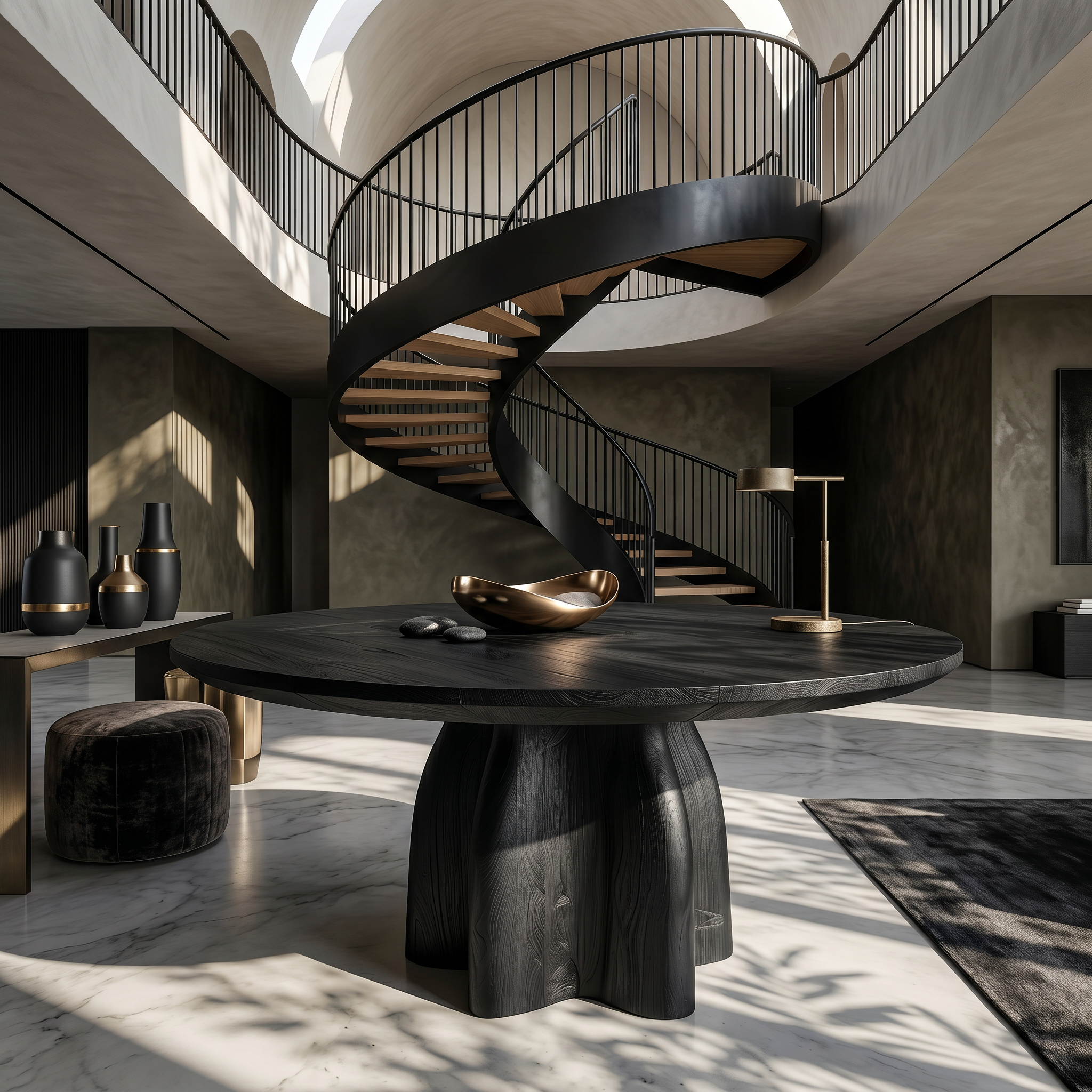 Organic Foyer Table With Sculptural Solid Wood Pedestal Base For Entryway - view 5 of 8