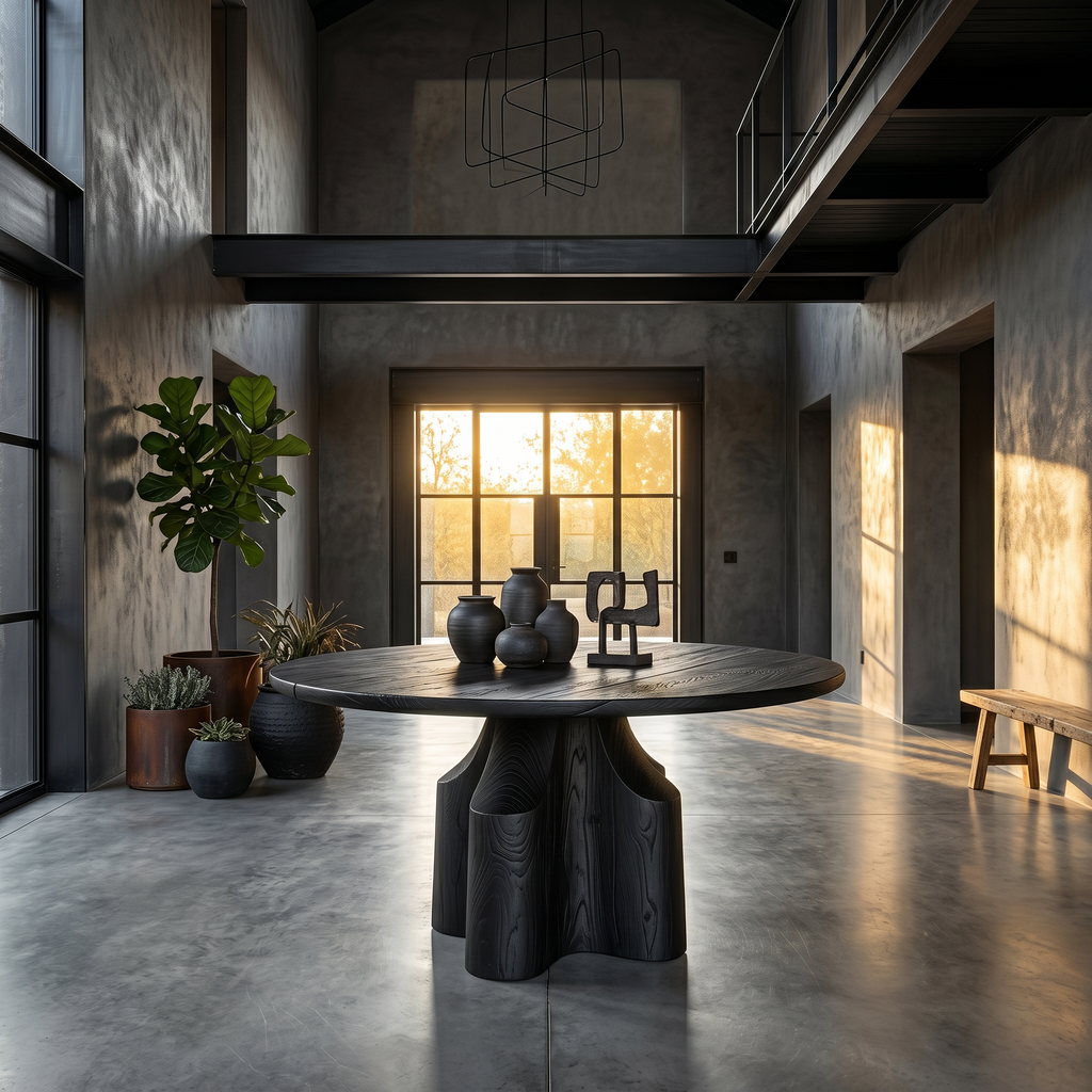 Contemporary Foyer Table With Sculptural Solid Wood Pedestal Base For Entryway And Hallway - view 4 of 8