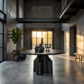 Contemporary Foyer Table With Sculptural Solid Wood Pedestal Base For Entryway And Hallway - view 4 of 8