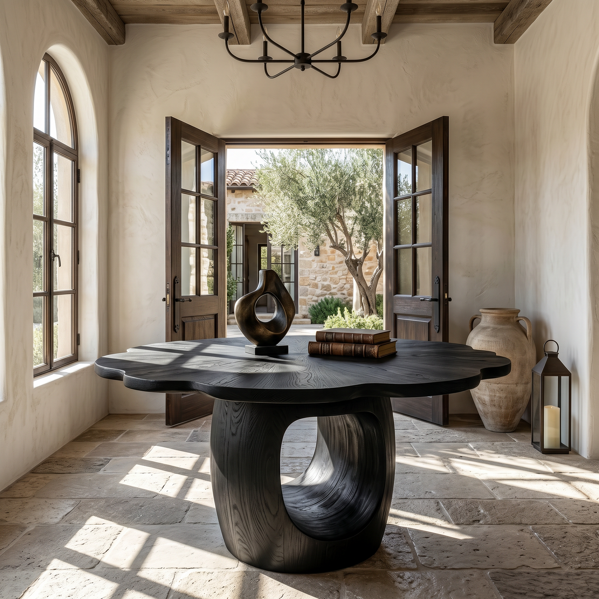 Organic Foyer Table With Sculptural Open Pedestal Base For Hallway - view 4 of 8