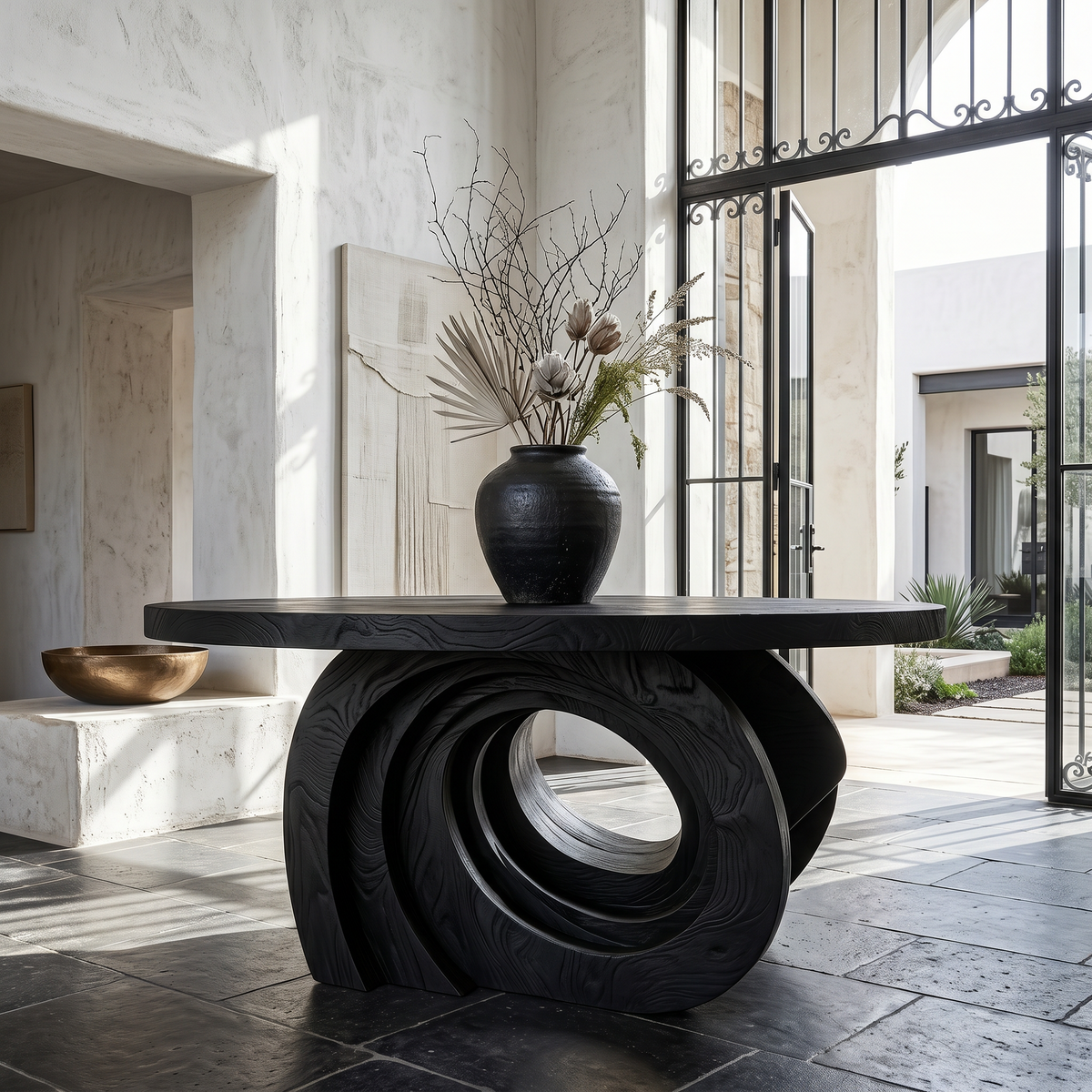 Organic Foyer Table With Pedestal Base For Entryway And Hallway - view 4 of 8