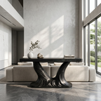 Organic Console Table With Sculptural Double Pedestal Base For Entryway - view 4 of 8