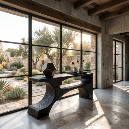 Contemporary Console Table With Organic Pedestal Design For Foyer - view 4 of 8
