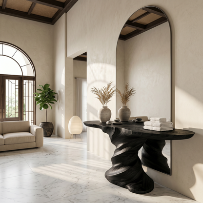 Organic Console Table With Sculptural Helix Base For Entryway - view 5 of 8