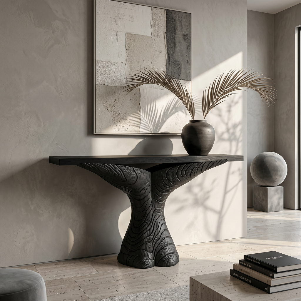 Organic Console Table With Sculptural Ribbon Form For Entryway - view 4 of 8