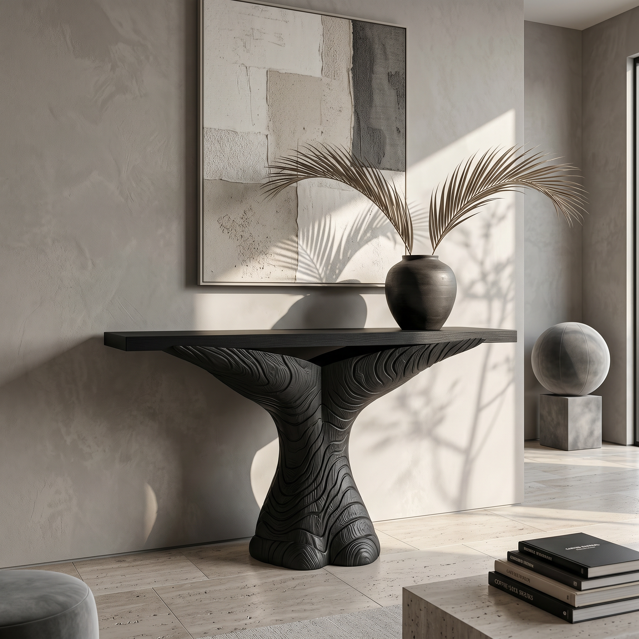 Organic Console Table With Sculptural Ribbon Form For Entryway - view 4 of 8