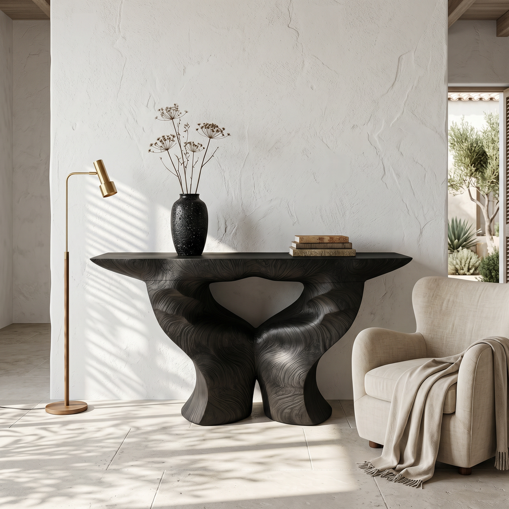 Organic Console Table With Artistic Nature Inspired Design For Living Room - view 4 of 8
