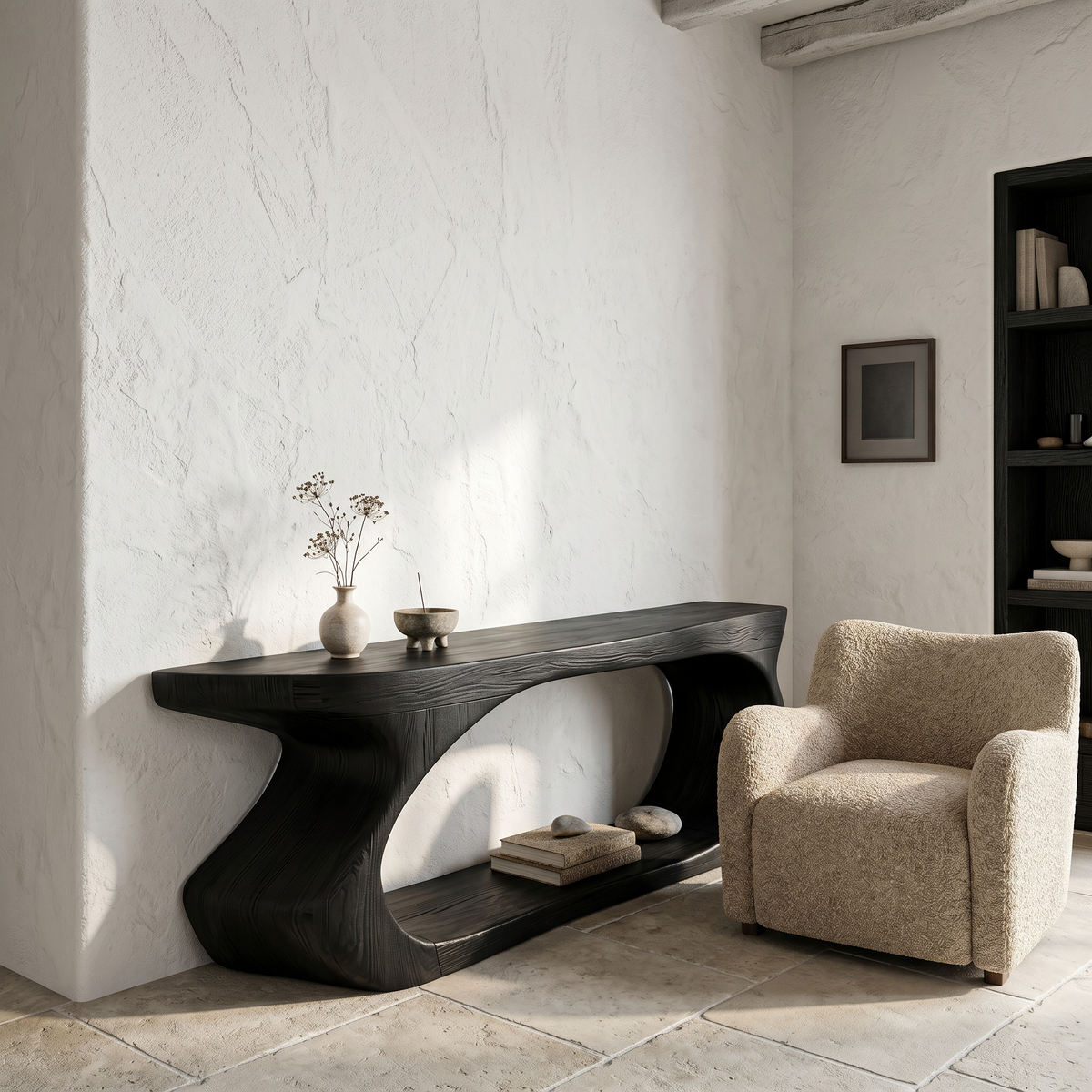 Modern Console Table With Sculptural Circular Form For Entryway - view 4 of 8