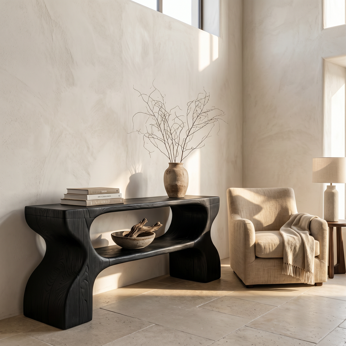Contemporary Console Table With Architectural Curved Design For Entryway - view 4 of 8